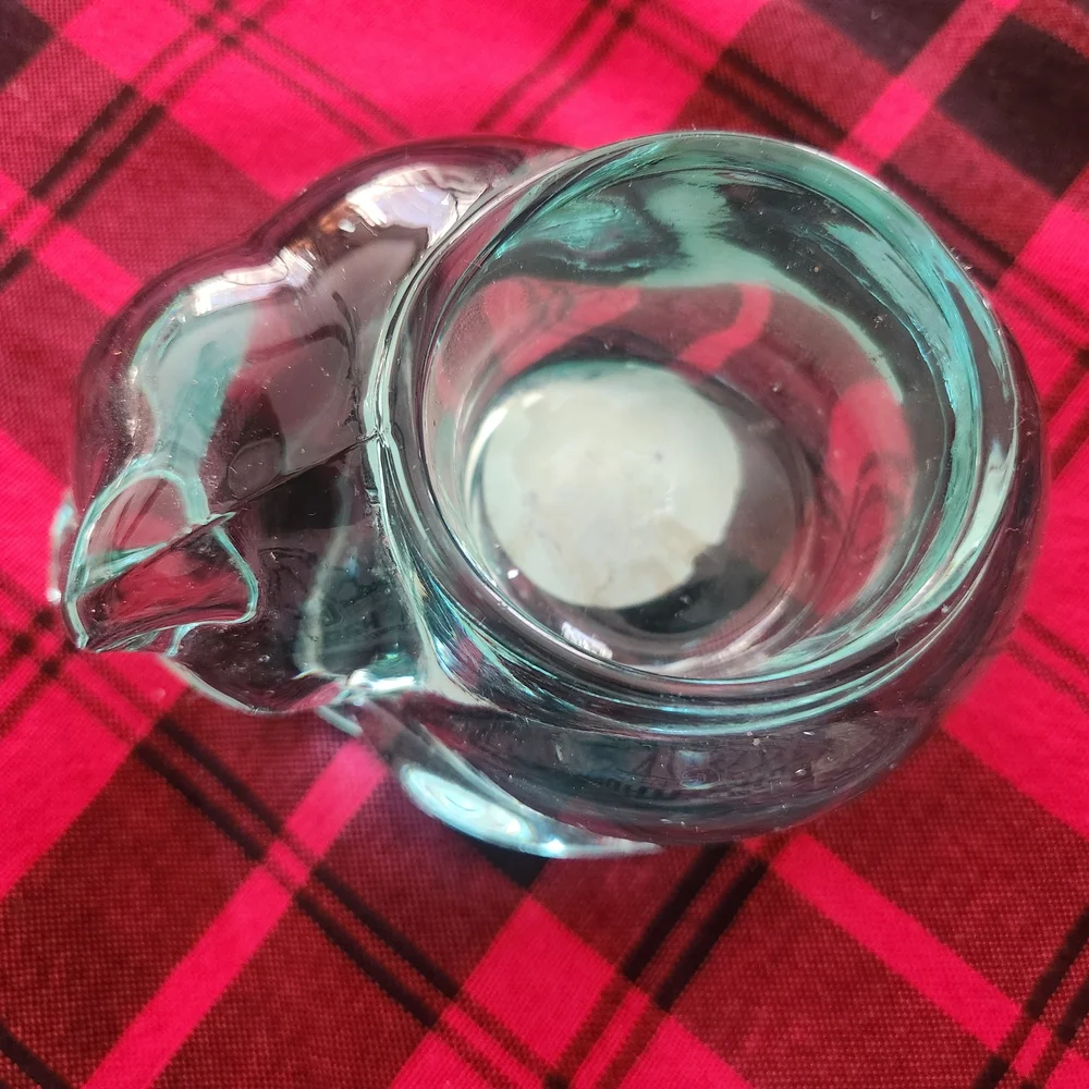 Indiana Glass Aqua/Teal Candle Lane Critters Sleeping Cat Candle Holder #3896
